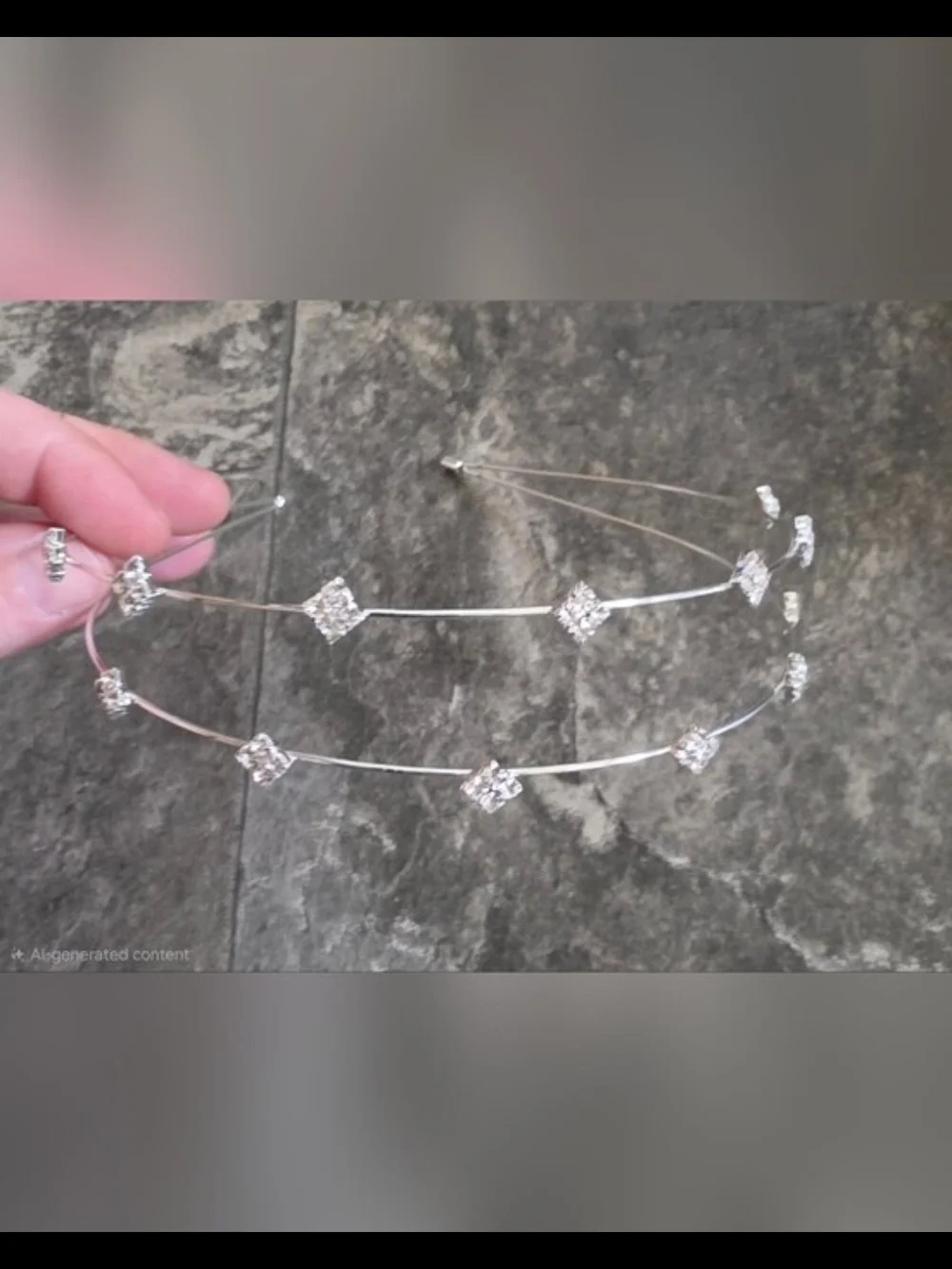 Silver Metal Thin Double Row Headband With Crystal Embellishments BNIB